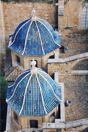 Aerial view of domes of Cathedral in Valencia, Spainの写真素材