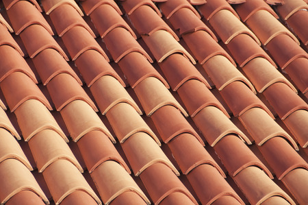 Close view of famous red rood tiles in Dubrovnik, Croatiaの写真素材