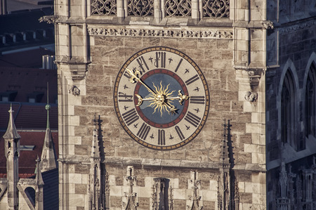 Clock of New Town Hall in Munich, Germany