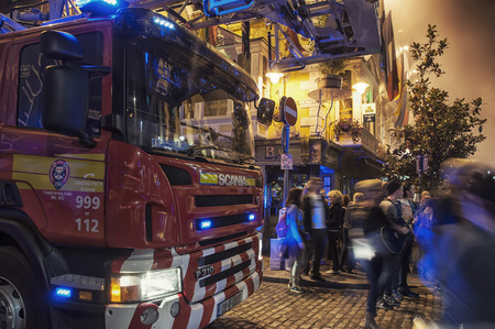 DUBLIN, IRELAND - SEPTEMBER 9, 2014: Scania fire engine operated by irish fire service during the...