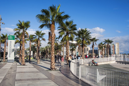 MALAGA, SPAIN - OCTOBER 12, 2014: International seaport located on the Costa del Sol coast. It is one of the oldest in the Mediterranean.のeditorial素材