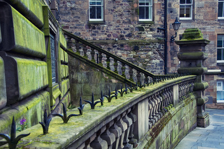 Old buildings of historical part of Edinburgh, Scotlandの写真素材