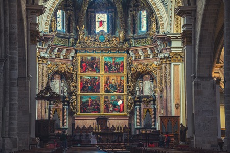 VALENCIA, SPAIN - OCTOBER 10, 2015: Interior of Metropolitan Cathedral-Basilica of the Assumption of...