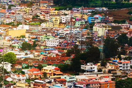 Ooty, India. Aerial view of Nilgiri mountain village in Tamil Naduの写真素材
