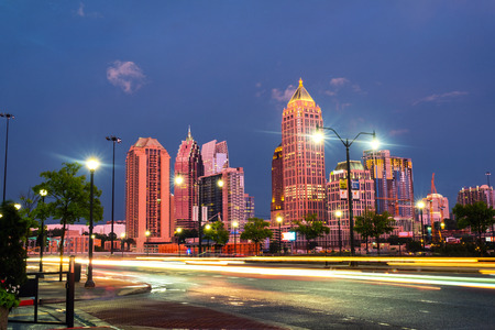 Illuminated Midtown in Atlanta, USA at nightの写真素材