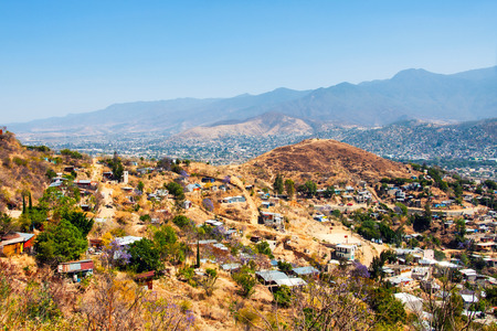 Aerial view of Oaxaca, Mexico during a sunny dayの写真素材