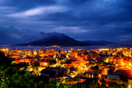 Mountain Sakurajima an active volcano. Aerial view of Kagoshimaの写真素材