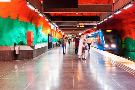 Interiors of Solna subway station in Stockholm, Sweden