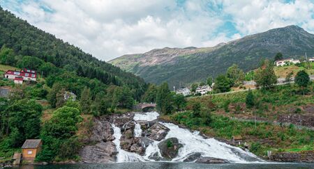 giant waterfall in norwayのeditorial素材