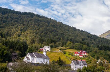 norwegian mountain full of treeのeditorial素材