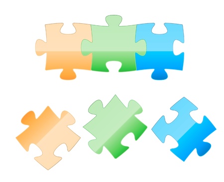 Set of three color puzzle graphic elemetsのイラスト素材