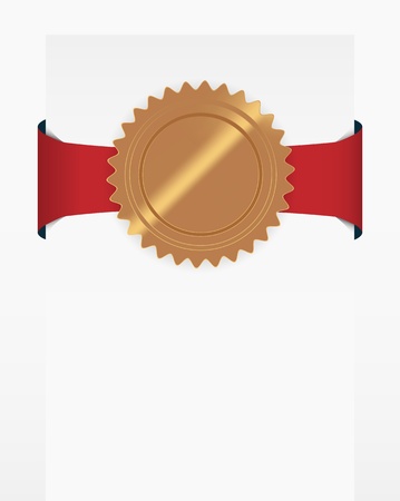 Metal style seal with red ribbon underneath のイラスト素材