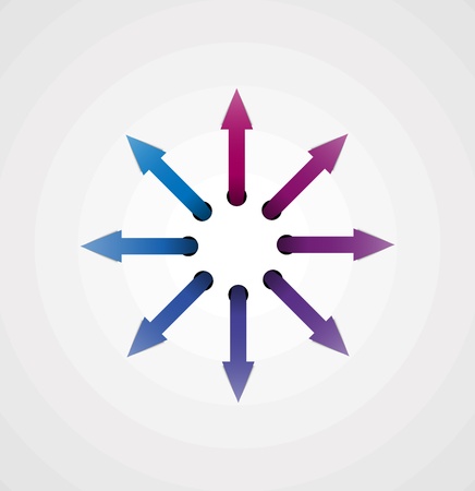 Circle made out of violet to blue arrows with tricky background のイラスト素材
