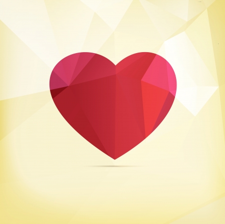 Red heart with abstract polygon style background   polygon style heartのイラスト素材