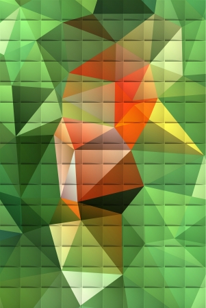 Polygon abstraction in fresh shades of jungle   square grid with polygon abstractionのイラスト素材