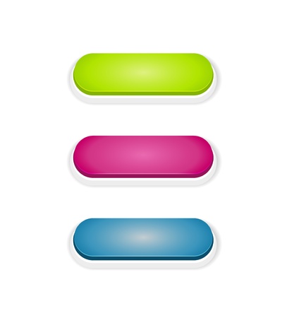 Set of green, purple and blue blank push buttons   push buttonのイラスト素材