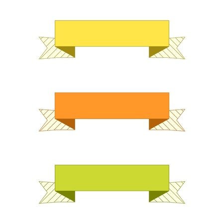Set of yellow, orange and green blank ribbons   hatch ribbonのイラスト素材