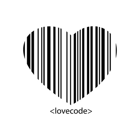 The barcode style heart shape in black color   heart barcodeのイラスト素材