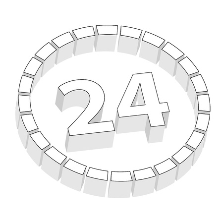 The modern, isolated twenty-four hour graphic element   twenty fourのイラスト素材