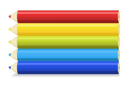 The set of red, yellow, green, light blue and blue color pencils   The set of multicolor pencils   Color pencilsのイラスト素材