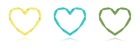 The set of three origami style hearts   Origami Hearts   Heartsのイラスト素材
