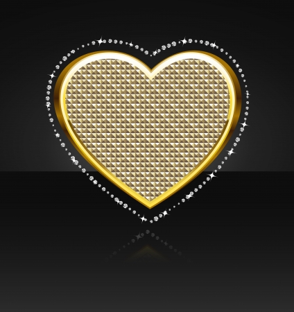 The golden glossy heart with stroke made out of diamondsのイラスト素材