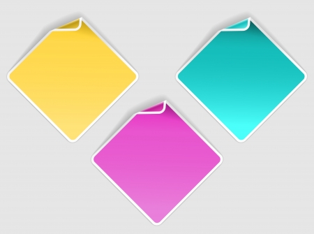 The set of three square labels with bent cornerのイラスト素材