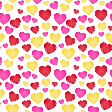 The love seamless pattern background made out of stitched style hearts
