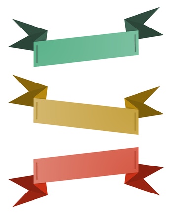 The set of green, brown and red blank ribbonsのイラスト素材