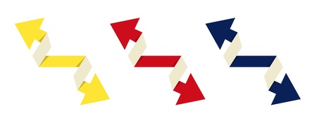The origami style yellow, red and blue arrowのイラスト素材