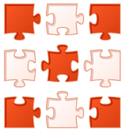 The set of nine isolated puzzle piecesのイラスト素材