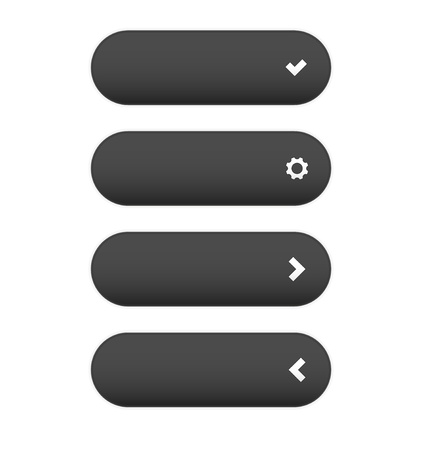 The oval dark grey buttons set with four different type iconsのイラスト素材