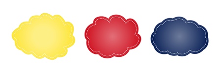 The set of yellow, red and blue stitched cloudsのイラスト素材