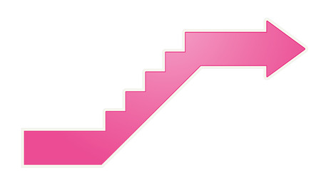 Glossy pink stylized stairs with arrow at the endのイラスト素材