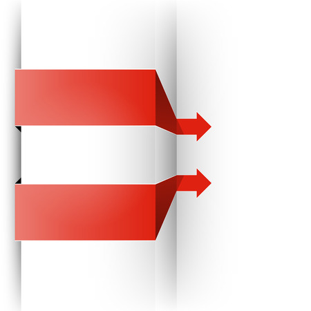 The pair of blank red arrows with dimensional effectのイラスト素材