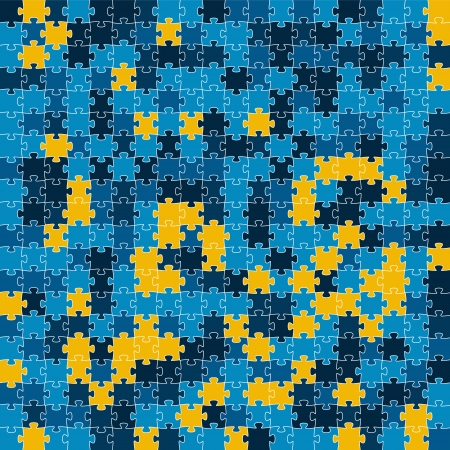 The puzzle background made out of blue and yellow puzzle piecesのイラスト素材