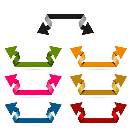 the set of seven two way glossy arrowsのイラスト素材
