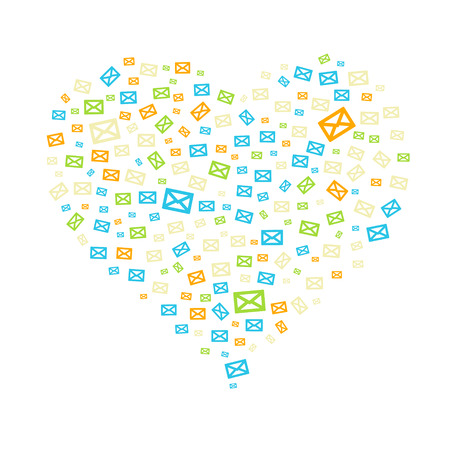 the heart composition made out of envelopesのイラスト素材