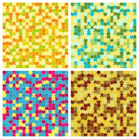 the set of four different color jigsaw backgroundsのイラスト素材