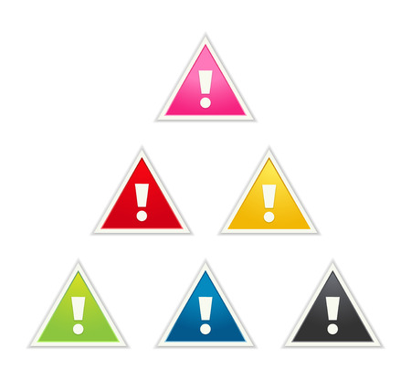 the set of six triangles with exclamation marksのイラスト素材