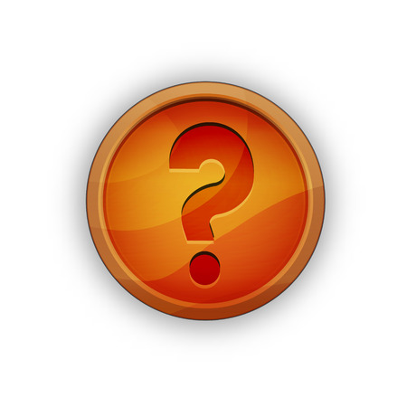 the glossy button with wooden texture and question mark iconのイラスト素材