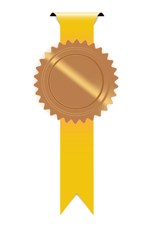 the illustration of gold seal with yellow ribbonのイラスト素材