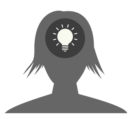the silhouette of woman head with bulb iconのイラスト素材