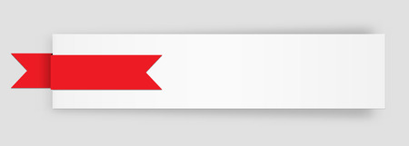 the illustration of white rectangle template with blank red ribbonのイラスト素材