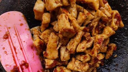 An Indonesian traditional food from tofu and chilli sauceの写真素材