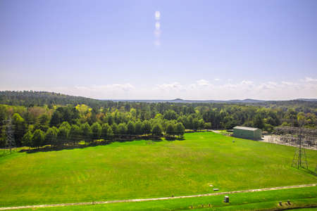 Augusta, Ga / USA - 10 13 20: View of the J. Strom Thurmond Dam power plant and green forest from an elevated distanceのeditorial素材