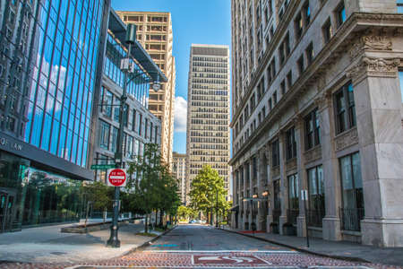 Atlanta, Ga / USA - 05 30 20: City landscape background of skyscrapers and tall buildingsのeditorial素材