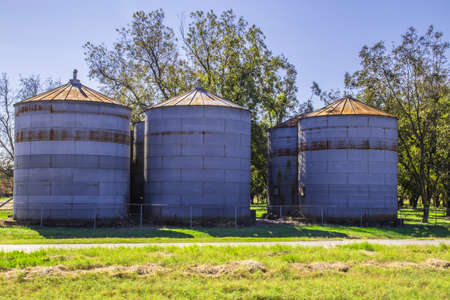 Large steel containers on a farm in the country in the south