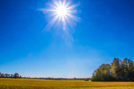 Sun shining on Farm land in the south during the Fall