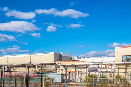 Augusta, Ga USA - 12 03 20: Industrial plant Scene and a fenceのeditorial素材
